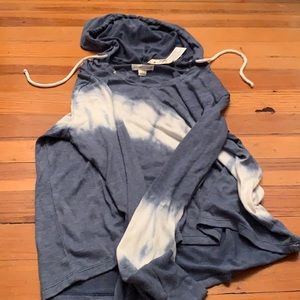 blue and white tie dye hoodie.